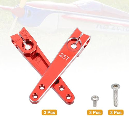 MECCANIXITY Aluminum Alloy 1.5 inch 25T Steering Servo Arm Horn Red for Car/Boat/Airplane Boat Accessories Pack of 3 - color: Red