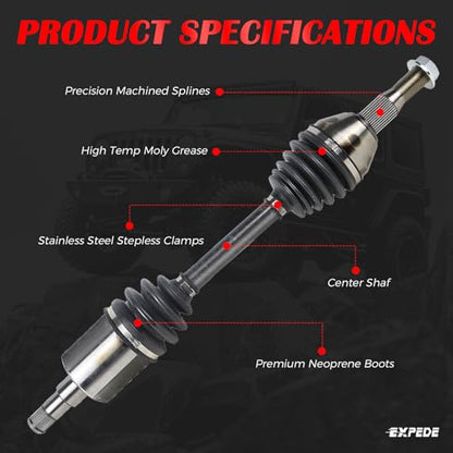 Front CV Axle Shaft Assembly Set FWD; with 2.86 Final Drive Ratio Compatible with Buick LeSabre 1998-1999, Pontiac Bonneville 1998-1999, Front Left/Right Side CV Axle Joint - size: NCV10225_NCV10150/Pair