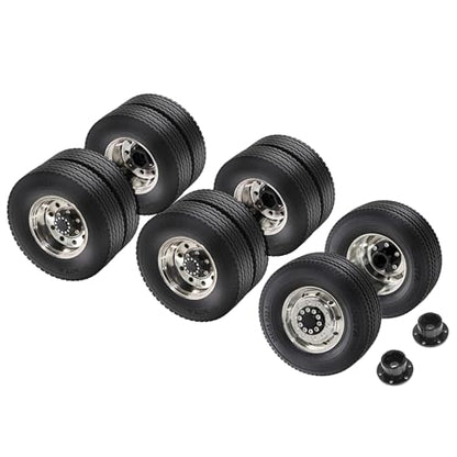 1/14 RC Front and Rear Tractor Truck Tires Steel Alloy Wheels (Front) - color: Front