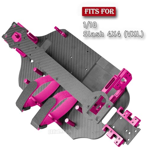 Carbon Fibre Chassis Upgrades Part for 1/10 Slash 4X4 VXL,RC Chassis Protect Armor Skid Plate Guard Hops Up,Replace #TRA6808,Pink - color: Pink - (Carbon Fibre Chassis)
