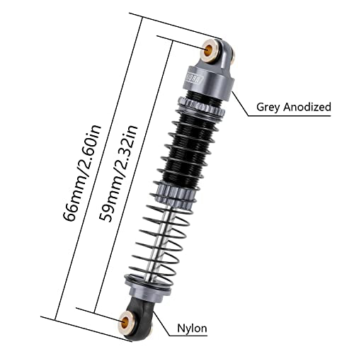 INJORA 59MM Threaded Oil Shock for 1/18 RC Redcat Ascent18 Upgrade (Grey) - color: Grey