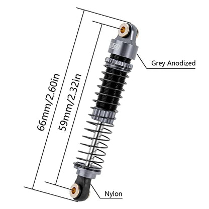 INJORA 59MM Threaded Oil Shock for 1/18 RC Redcat Ascent18 Upgrade (Grey) - color: Grey