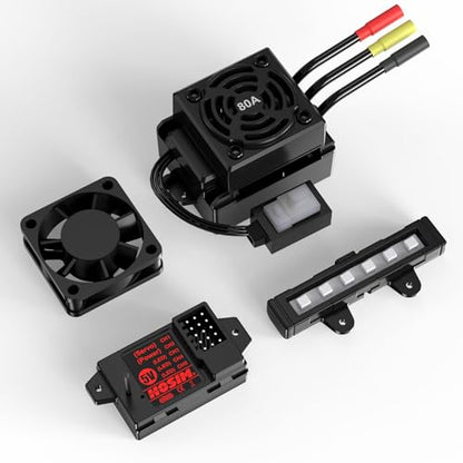 Hosim X27 X25 Upgrade 80A ESC Set with Receiver and LED Light for X25-DT85 and F28-DT80 Replacement Part 1/8 Scale RC Truck X27/X25 Brushless Electronic Speed Controller Spare Parts