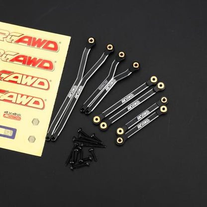RCAWD CR18P High Clearance Tie Rods Set RC Linkage for Hobby Plus Rock Van, Trail Hunter, EVO Harvest, FUR-2411 Upgrades Parts Black - color: Black