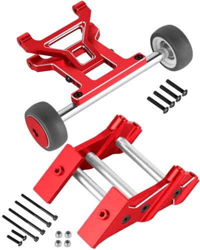 RC Aluminium Wheelie Bar Set & Wing Mount Upgrades Part for 1/10 KRATON 4X4 4S V2 BLX,Outcast 4X4 4S V2 BLX,Alloy Rear Wing Mount Stand Up Wheel Hops Up,Replace ARA320613,ARA320631,Red - color: Red(1 Set)