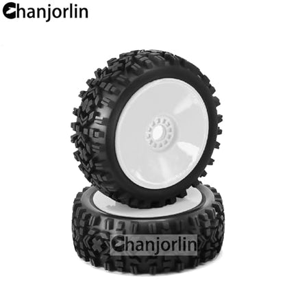 1/8 Buggy Tires OD 118mm and Wheels 17mm Hex Rubber RC Off Road Tyres for 1:8 Scale Buggy Truck Car HSP Kyosho MP10 VRX HPI Hobao ARRMA Typhon 6S 3S Talion Traxxas Losi 8ight 4PCS (White) - color: White