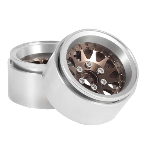 4PCS 1.9" Beadlock Wheel Rims Offset-10mm Aluminum Alloy Metal Wheel Hub for 1/10 RC Rock Crawler Car for Axial SCX10 TRX4 TRX6 D90 D110 Upgrade Accessories(12Holes-Bronze) - color: 12holes-bronze
