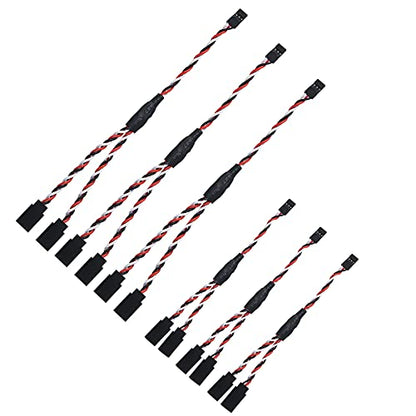 6Pack ShareGoo JR Twisted Servo Lead Extension JR 1 Male to 2 Female Y Cables Y Harness Servo Extension Cable Lead for RC Cars Trucks Airplanes Servo Receiver Connection