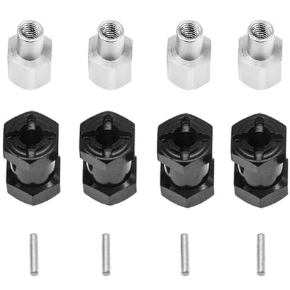 ShareGoo 4PCS 12mm Aluminum Wheel Hex Hub 15mm Offset Extension Hex Drive Adapter Combiner Coupler Conversion Compatible with 1/10 RC Crawler Axial Scx10 CC01 Jeep Wrangler D90 Wraith,Black