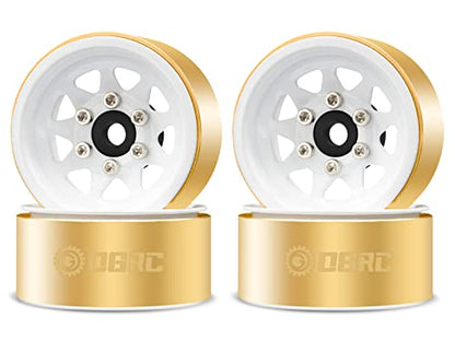 OGRC 1.0" Brass Aluminum Beadlock Wheels for TRX4M SCX24 Crawler (White) | 3.78mm Negative Offset, 22g Wheel Rim for TRX4M SCX24 AX24 1/18 1/24 RC Crawler - color: White