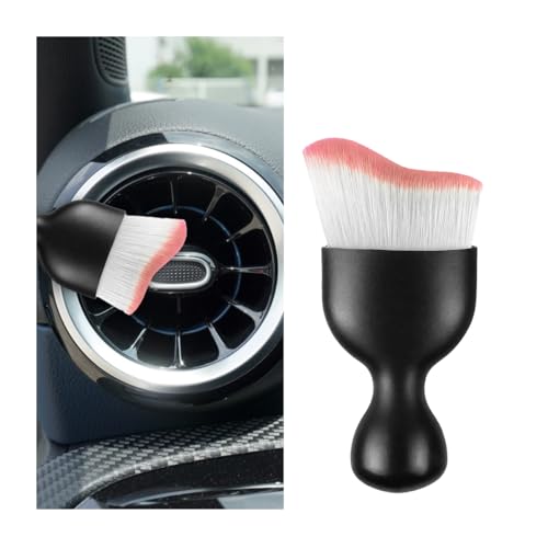 Car Interior Detailing Brush, Curved Soft Bristles Vehicle Removal Dust Collectors, Scratch-Free Automotive Cleaning Tool Accessories, Universal for Truck SUV Sedan (White/Pink) - color: White/Pink