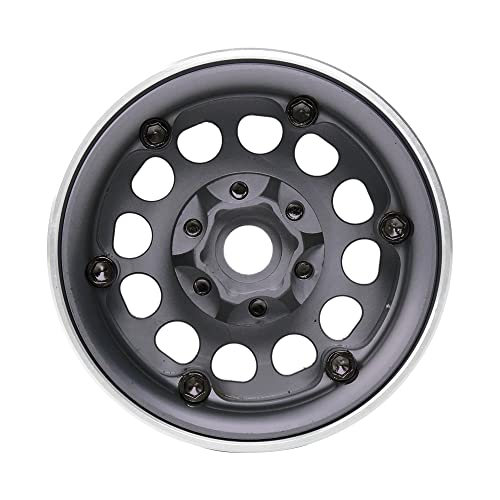 INJORA 1.9 Aluminum Beadlock Wheel Rim for 1:10 RC Crawler (Black&Gray) - color: Black&Gray