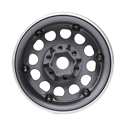 INJORA 1.9 Aluminum Beadlock Wheel Rim for 1:10 RC Crawler (Black&Gray) - color: Black&Gray