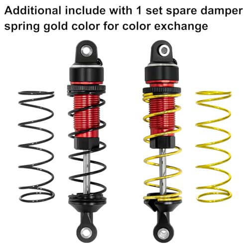 Aluminum 1/16 RC Shock Absorber Front Rear Adjustable Springs Shock Damper | for 1/16 Traxxas Mini Maxx 4WD 107154-1 Mini XRT VXL-3S 108076-1 RC Truck Upgrade, 4PCS, Red - color: Red