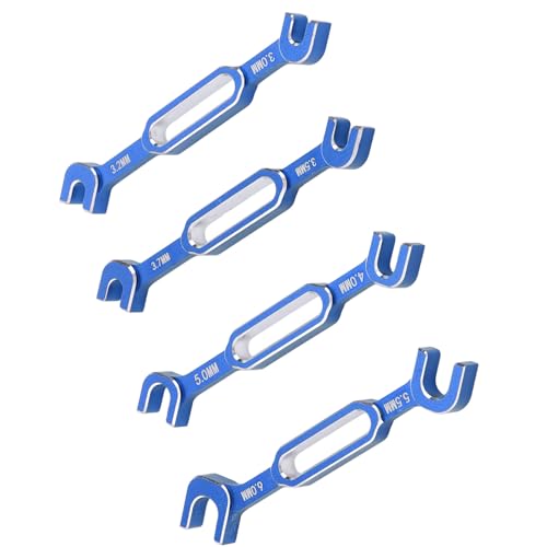 Tyenaza 4Pcs RC Aluminum Alloy Wrench, 3/3.2/3.5/3.7/4/5/5.5/6mm Turnbuckle Nut Ball Joint Remover with Multifunction RC Shock Absorber Plier Repair Tool KitRepair Tool Kit (Blue) - color: Blue