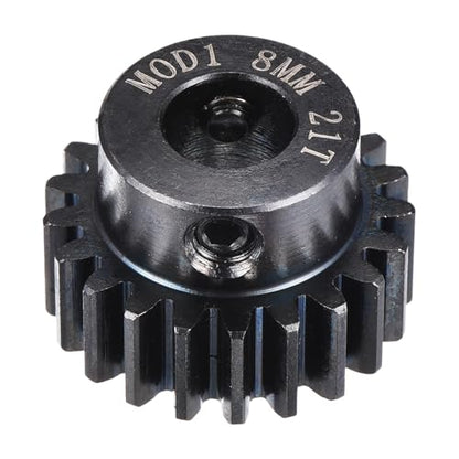 MECCANIXITY 1M 21T 40 Chrome Steel Motor Pinion Gears, 0.91" x 0.9" RC Motor Gears Fits 8mm Shaft Bore for RC Vehicles Truck Drift Remote Control Car Off-Road Crawler Parts, Black - style: 21T