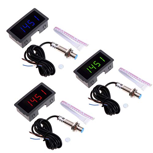 4 Digital LED Tachometer RPM Speed Meter+Hall Proximity Switch Sensor NPN for Lathe/Mower / / Spring 10-9999RPM Speed Tester Velocimetry Non-Contact Tachometer Tach Electric Motor Gauge Range - color: Green