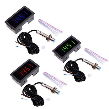 4 Digital LED Tachometer RPM Speed Meter+Hall Proximity Switch Sensor NPN for Lathe/Mower / / Spring 10-9999RPM Speed Tester Velocimetry Non-Contact Tachometer Tach Electric Motor Gauge Range - color: Green