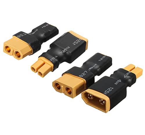 2Pairs XT30 to XT60 Adapter for RC Battery Car Truck FPV ESC Controller 4pc | XT30 to XT60 Adapter Male Female Connector Plug Set Compatible with RC Airplane FPV ESC Balance Charger Motor Controller 4pcs