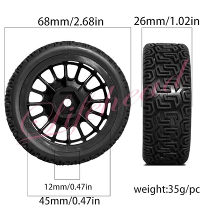 Lifehead 2.68 inch RC On Road Racing Car Tires and Wheels for 1/10 RC On-Road Touring Drift Car HSP Tamiya XV01 TT01 TT02 HPI Kyosho FAZER MK2 /12mm Hex - color: Black 2