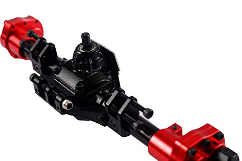 Aluminum Front/Rear Portal Axles Set for 1/10 Axial SCX10 II 90046 90047 RC Crawler Car (Black with Red) - color: Black With Red