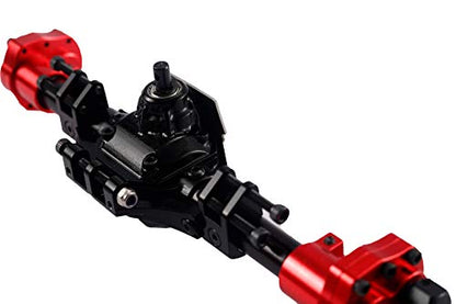 Aluminum Front/Rear Portal Axles Set for 1/10 Axial SCX10 II 90046 90047 RC Crawler Car (Black with Red) - color: Black With Red