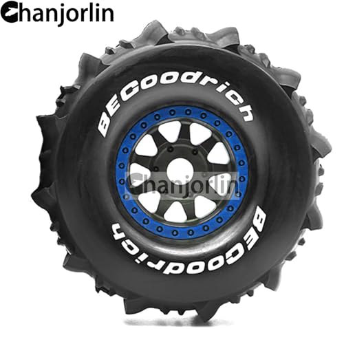 1/7 1/8 RC Off Road Truck Wheels 17mm Hex And Tires OD 5.5" Short Course Snow Sand Tyres For 1:7 1:8 Scale Buggy Truck Car TRAXXAS UDR FS Atom ARRMA Mojave 6S EXB YK4072 DF7 TB7 4PCS (Blue)