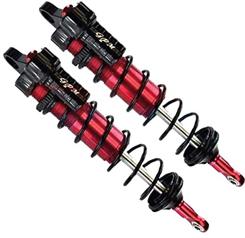 GPM 2Pc Set Upgrades Aluminum 6061-T6 Rear L-Shape Piggy Back Adjustable Spring Dampers 143Mm For 1/8 4Wd Sledge Monster Truck (95076-4) Rc Cars (red)