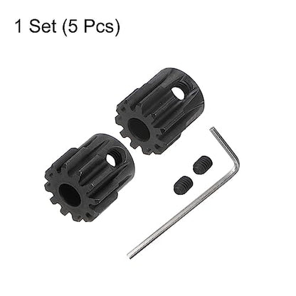 HARFINGTON Mod 1 M1 Pinion Motor Gear Set 2pcs 11T 12T Fit 5mm RC Motor Shaft M1 Pitch Gears for RC Car, with Hex Key - style: 11T 12T