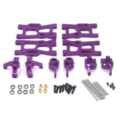 For Wltoys 144001 144010 124007 124008 124016 124017 124018 124019 Metal Suspension Arms Steering Cup Hub Carriers Set Upgrade Parts Rc Car Swing Arm(Purple) - color: Purple