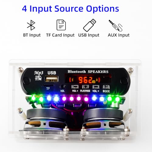 DIY Stereo Speaker Soldering Practice kit- BT,USB Player &FM Receiver- Complete Soldering Project kit with Components, PCB & Enclosure, Perfect for Electronics Enthusiasts & Beginners