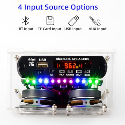DIY Stereo Speaker Soldering Practice kit- BT,USB Player &FM Receiver- Complete Soldering Project kit with Components, PCB & Enclosure, Perfect for Electronics Enthusiasts & Beginners