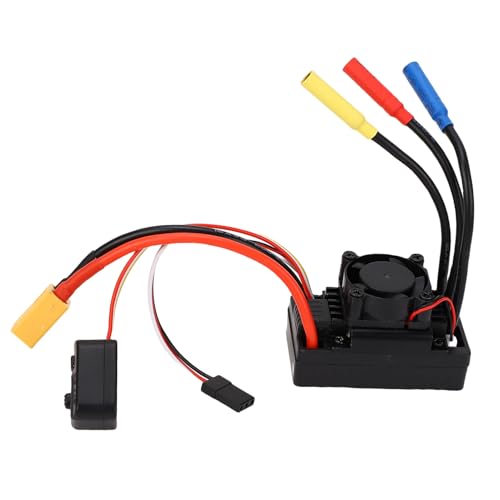 Brushless ESC, ABS RC Electronic Speed Controller 60A with Water and Dust Proof Cooling Fan, 2 to 3S LiPo, Multiple Protection for 1 to 10 Buggy On Road Off Road