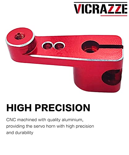 VICRAZZE Servo Horn Aluminum Servo Arm for Axial SCX24 (fit for Stock Servo) for 90081 1/24 RC Car servo AS-1 AXI31619 Black+Red(2pcs)