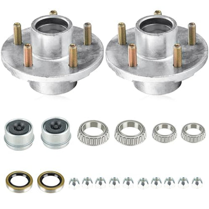 Aeagle 2 Sets 5 on 4.5" Bolt Circle Hot-Galvanized Idler Hub Kits for 3,500lbs Boat Trailer 1-1/16'' to 1-3/8'' Tapered Axle, Inner & Outer Cone Bearings
