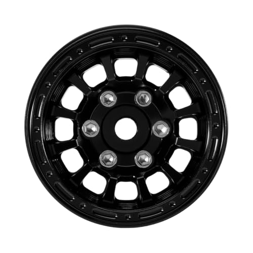 INJORA 1.0" Aluminum Beadlock Wheels 0mm Offset for 1/18 1/24 RC (Black) - color: Black
