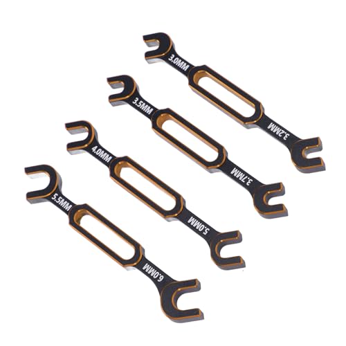 4PCS RC Wrench, Premium Aluminum Alloy Turnbuckle Nut Ball Joint Remover Tool, 3.0, 3.2, .5, .7, 4.0, 5.0, ., 6.0mm Sizes Tool for RC Car, Boat, Drone, Crawler, Truck DIY (Gold) - color: Gold