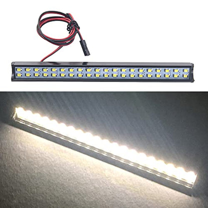 16LEDs RC Crawler Car LED Light Bar Roof Lamp Simulation Spotlight Kit 5-8.4V & 5.9" Metal RC Car Roof Light Bar Double Row 40 LED Light Lamp