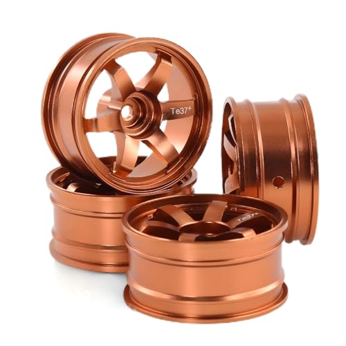 1/10 RC On Road Drift Wheels Rims Hex 12mm Alloy Aluminum Rally Racing Hubs for 1:10 Scale Touring Street Car Tires Tyres Tamiya TT01 TT02 A959 PTG2 HPI KYOSHO HSP XV02 XV01 4PCS (Gold) - color: Gold