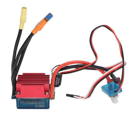 RC Brushless ESC 35A Sensorless Speed Controller, 2-3S LiPo Waterproof, for 1/16 1/18 RC Car Truck Boat