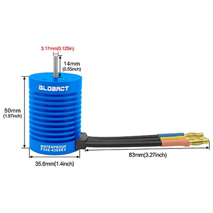 Globact Brushless Motor 3650 4390KV for 1/10 Slash Redcat Arrma Axial HSP | Sensorless, Waterproof