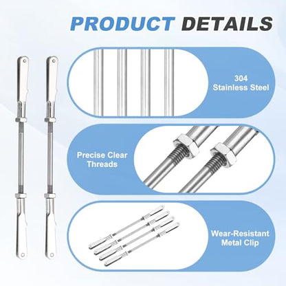 MECCANIXITY 4 Pcs Metal Clip Pushrod Connector Linkage, 304 Stainless Steel M3 Threaded Rod with Metal Clip for RC Plane Fixed Wing Aircraft DIY Models Parts, 83mm/3.27" - size: M3 x 83mm