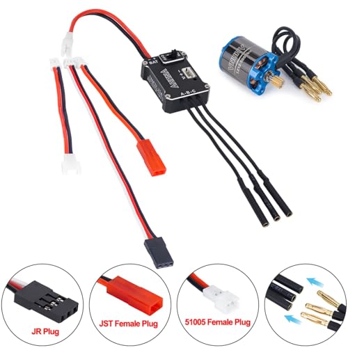 Brushless Motor ESC Combo,1212 5000KV Outrunner Rotor Motor,25A ESC for 1/30 Axial SCX30 Bronco Jeep RC Crawler Upgrade Parts