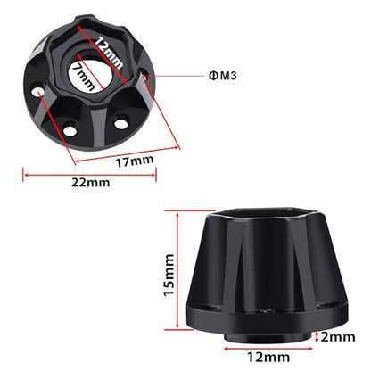 DJX 4pcs 12mm Hex Aluminum 1.9" or 2.2" Wheel Hub Extension Adapter for 1/10 RC Crawler Axial SCX10 TRX4 D90 (15mm Extension) - size: 15mm Extension Adapter