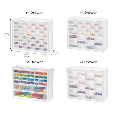 IRIS USA 36-Drawer Storage Cabinet, Bead Craft Supplies, Made in USA, White | Wall mountable, Stackable, Hardware, Electronics, Teacher Toolbox, Small Parts - color: White, size: 36 Drawer