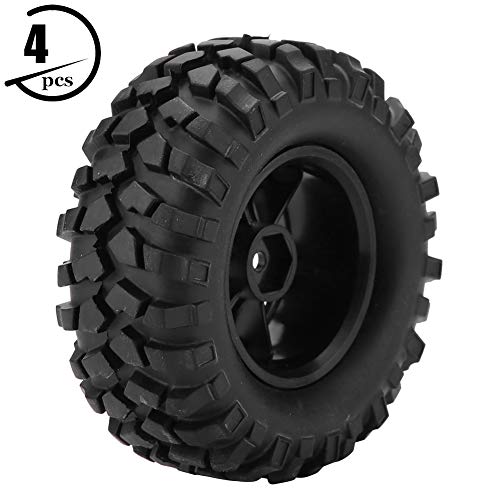 RC Car Tires, 4 Pcs 6 Holes Rubber with Hubs Off-Road Tires for 1/10 Scale RC Crawler Vehicle Enthusiasts and Off-Road Adventure Scenarios