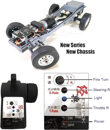 HLSFWDRIVE RC Kei Truck WPL D12 RC Car 1/10 Scale Off Road RTR | Remote Control Drift Car RWD 260 Motor Proportional Throttle Steering 2.4G Dual Rate Carry Pickup Hobby Toy Adult