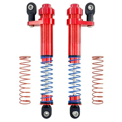 Adjustable Threaded Oil Shock Absorbers 80–100mm with Offset Cap, Aluminum Dampers for 1/10 RC Crawler, 2PCS (Red) - color: Red