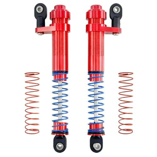 Adjustable Threaded Oil Shock Absorbers 80–100mm with Offset Cap, Aluminum Dampers for 1/10 RC Crawler, 2PCS (Red) - color: Red