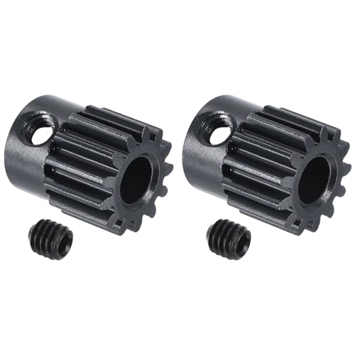 MECCANIXITY 2Pcs RC 32P Hardened Pinion Gear 5mm Shaft 13T Motor Gears Carbon Steel for RC Car Boat Drone - style: 13T